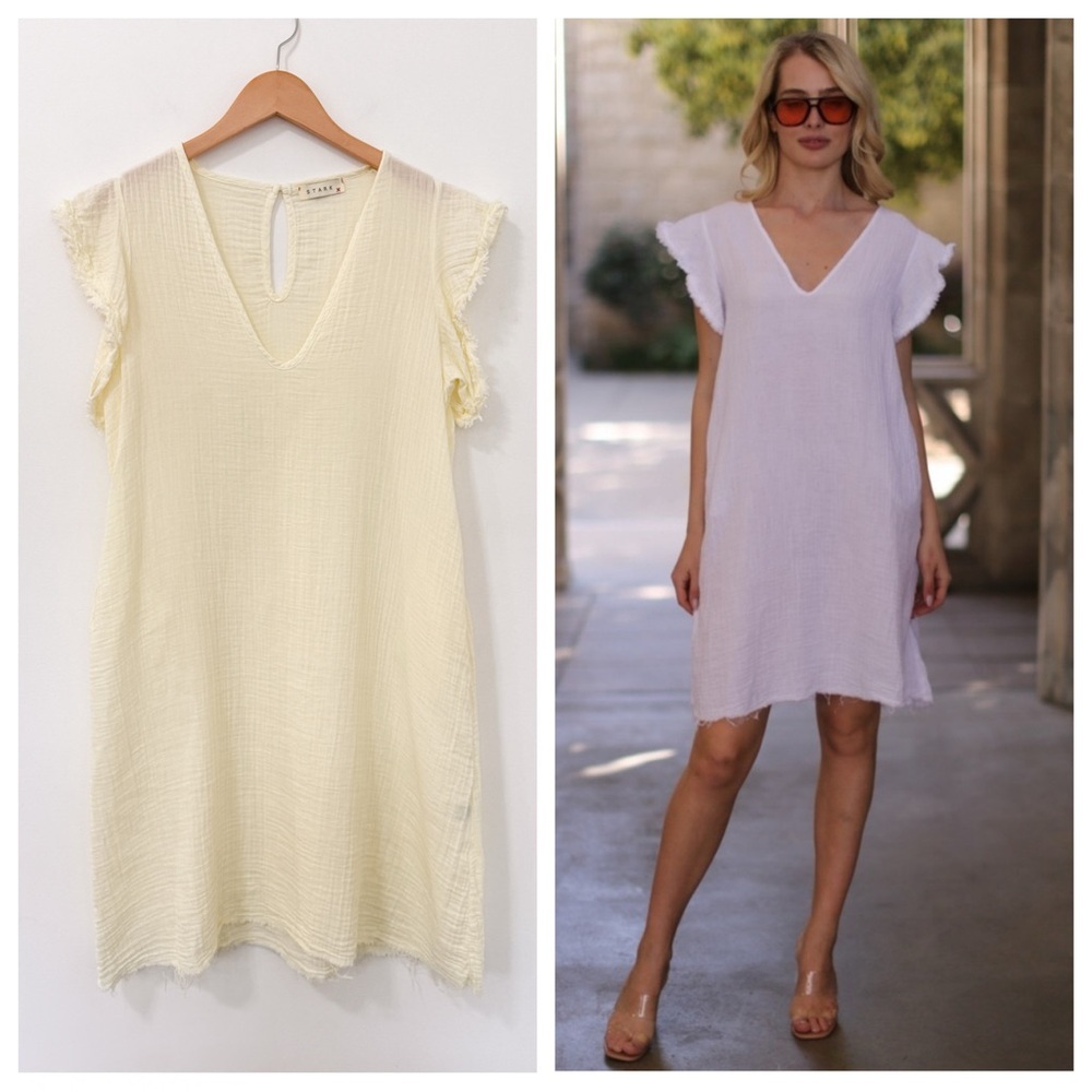 STARK X Ruffle Sleeve Vacay Dress - Butter Yellow